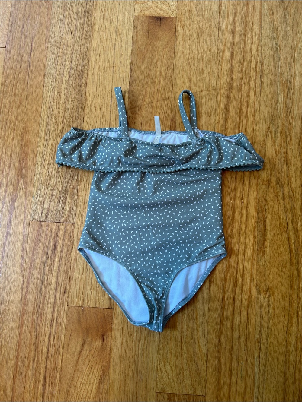 Rylee + Cru Olive Green One-Piece Swimsuit with White Speckle